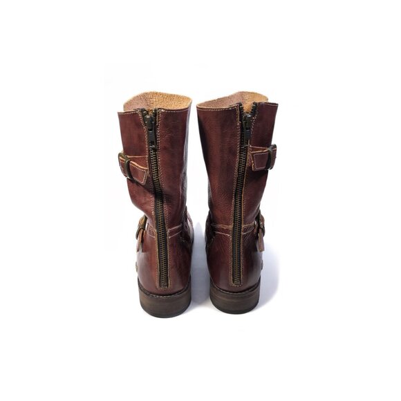 Bed Stu Moto Boots 9 Ashwell Dark Scarlett Brown Rustic Leather Boots - Picture 6 of 11